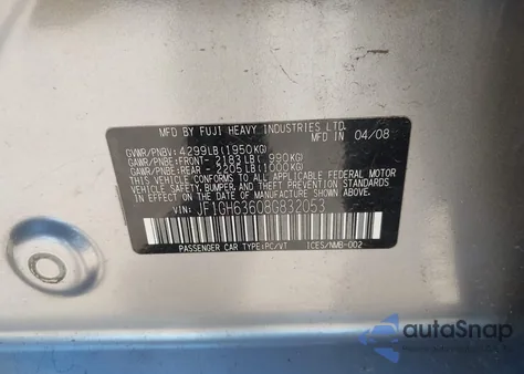 2008 Subaru Impreza Outback Sport from USA, damaged, VIN JF1GH63608G832053